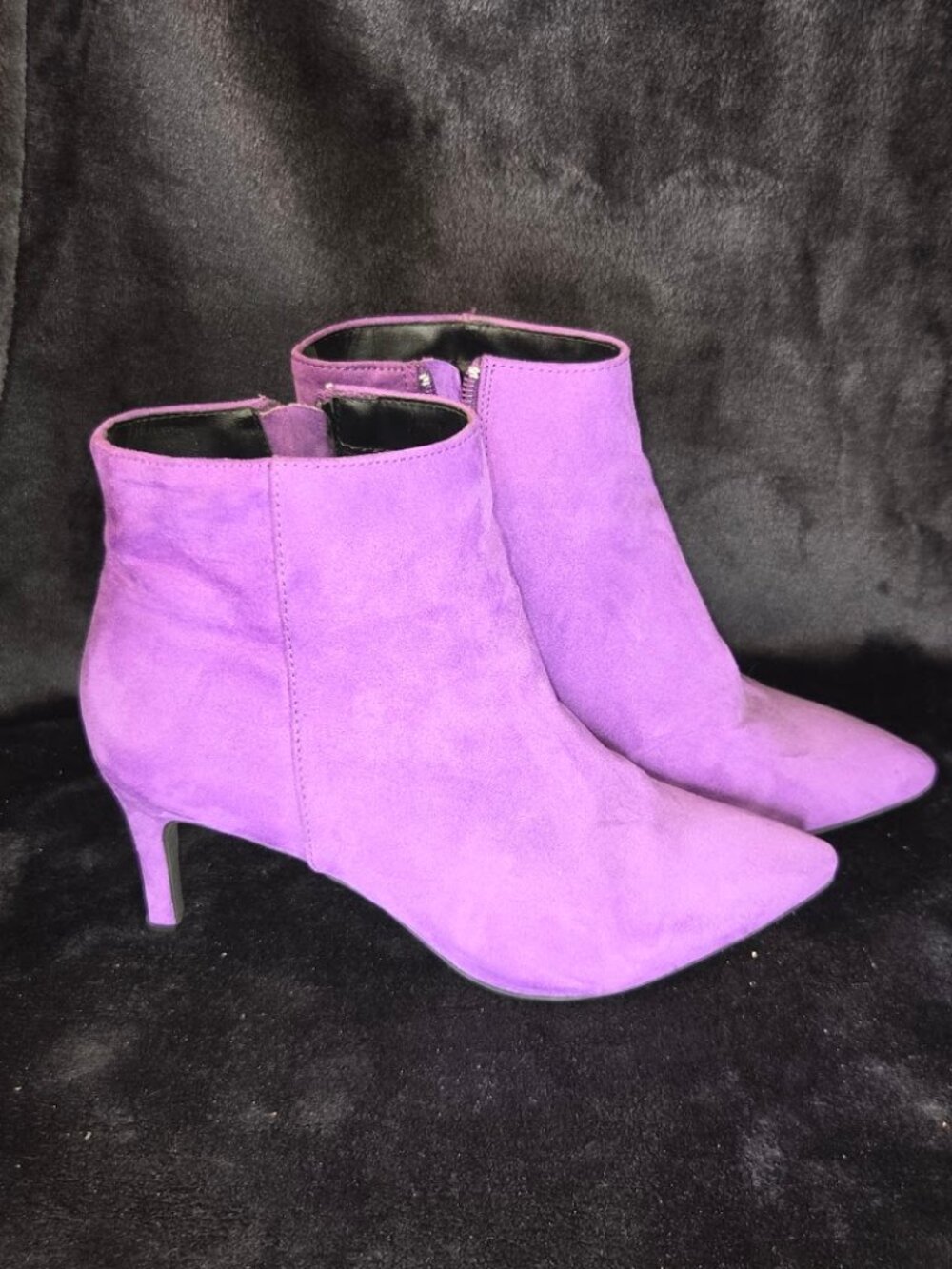 Women High Heel Dress Pointed Toe Ankle Boots Elegant Party Evening Purple 6.5